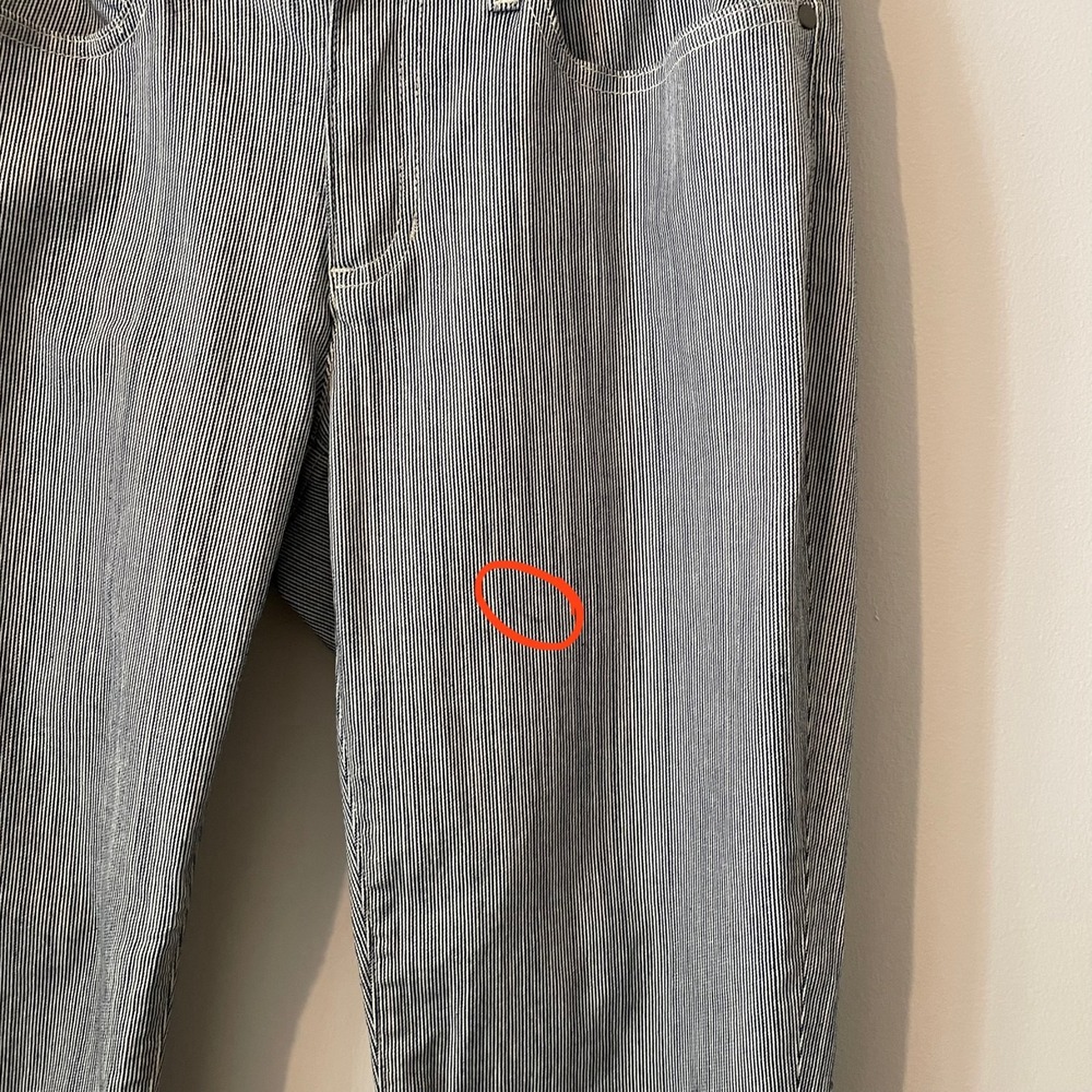 Eileen Fisher Railroad Striped Skinny Jeans Blue White Size 8 Minimalist Stretch - Picture 9 of 9